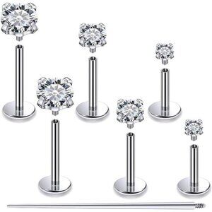 20G 18G 16G F136 Titanium Flat Back Nose Rings Studs Implant Grade